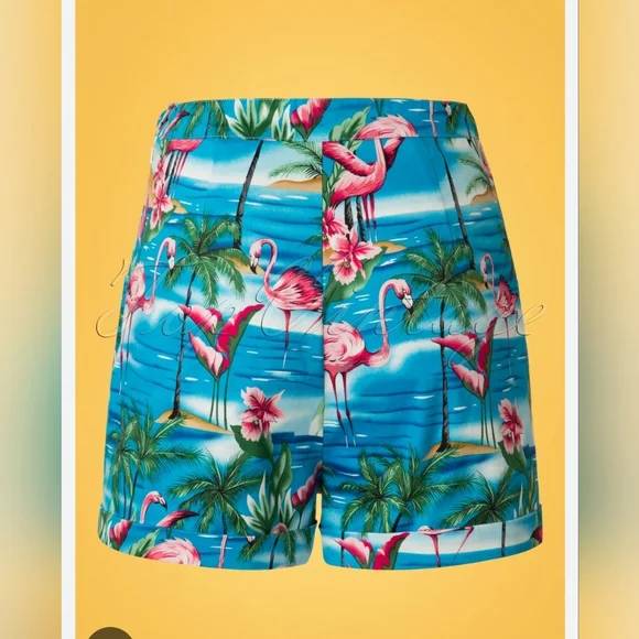 Collectif retro flamingo shorts - Picture 3 of 10